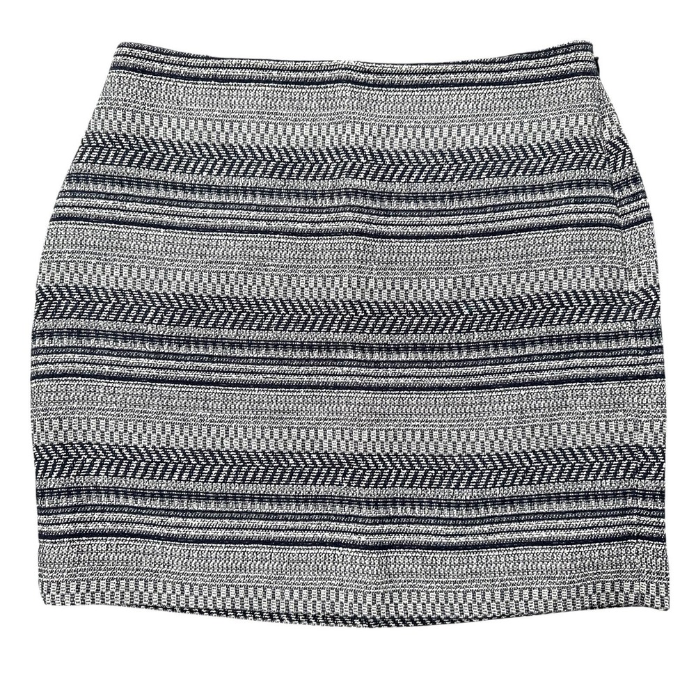 BANANA REPUBLIC Tweed Mini Skirt Striped Navy Blue & Ivory Cotton‎ Size 0